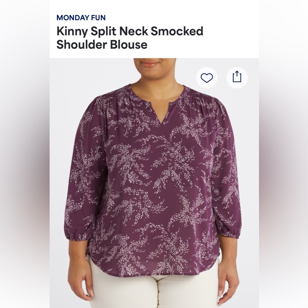 Fun 2 Fun Red and Purple Relaxed Blouse with Mandarin Collar